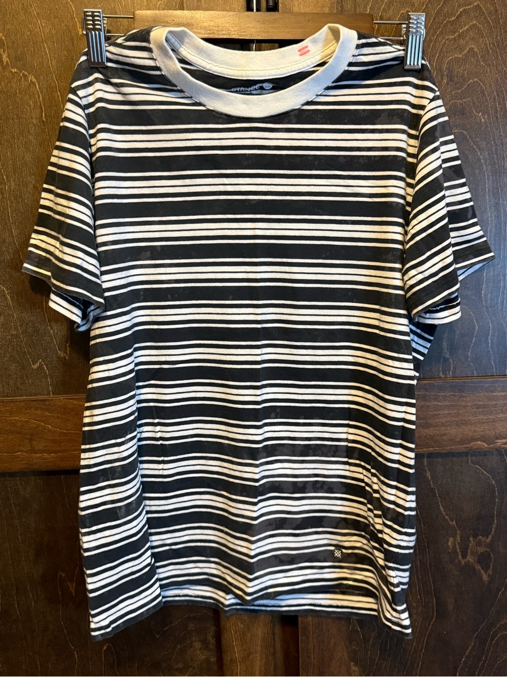 Stance Black and White Striped Short Sleeve Crewneck Tee